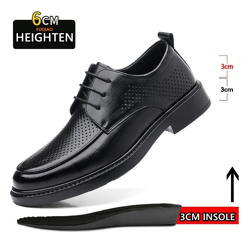 Chaussures d'ascenseur de grande taille pour hommes, chaussures en cuir augmentant la hauteur, semelle intérieure augmentée de 6 à 8CM, chaussures de levage invisibles